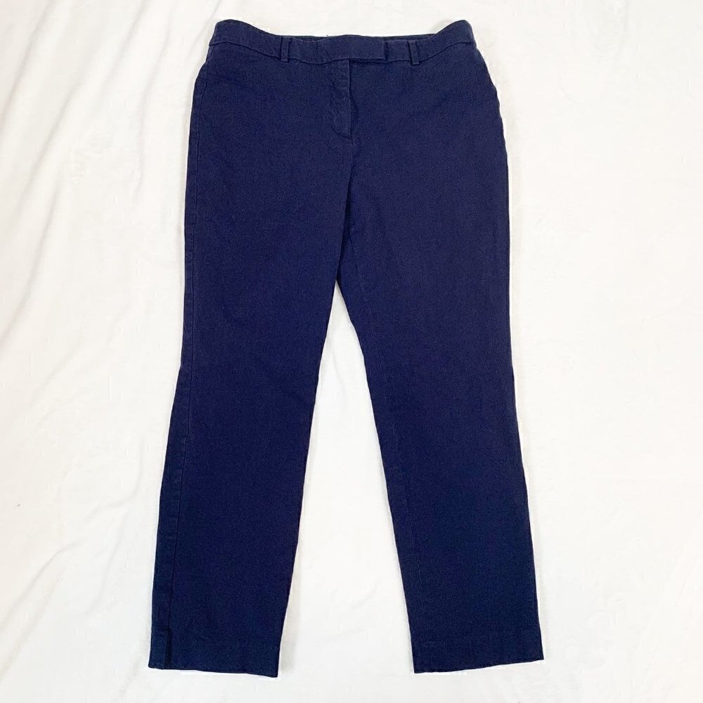 Talbots Womens 10P High-Waist Straight Pant‎ Navy Blue Cotton Blend Petite
